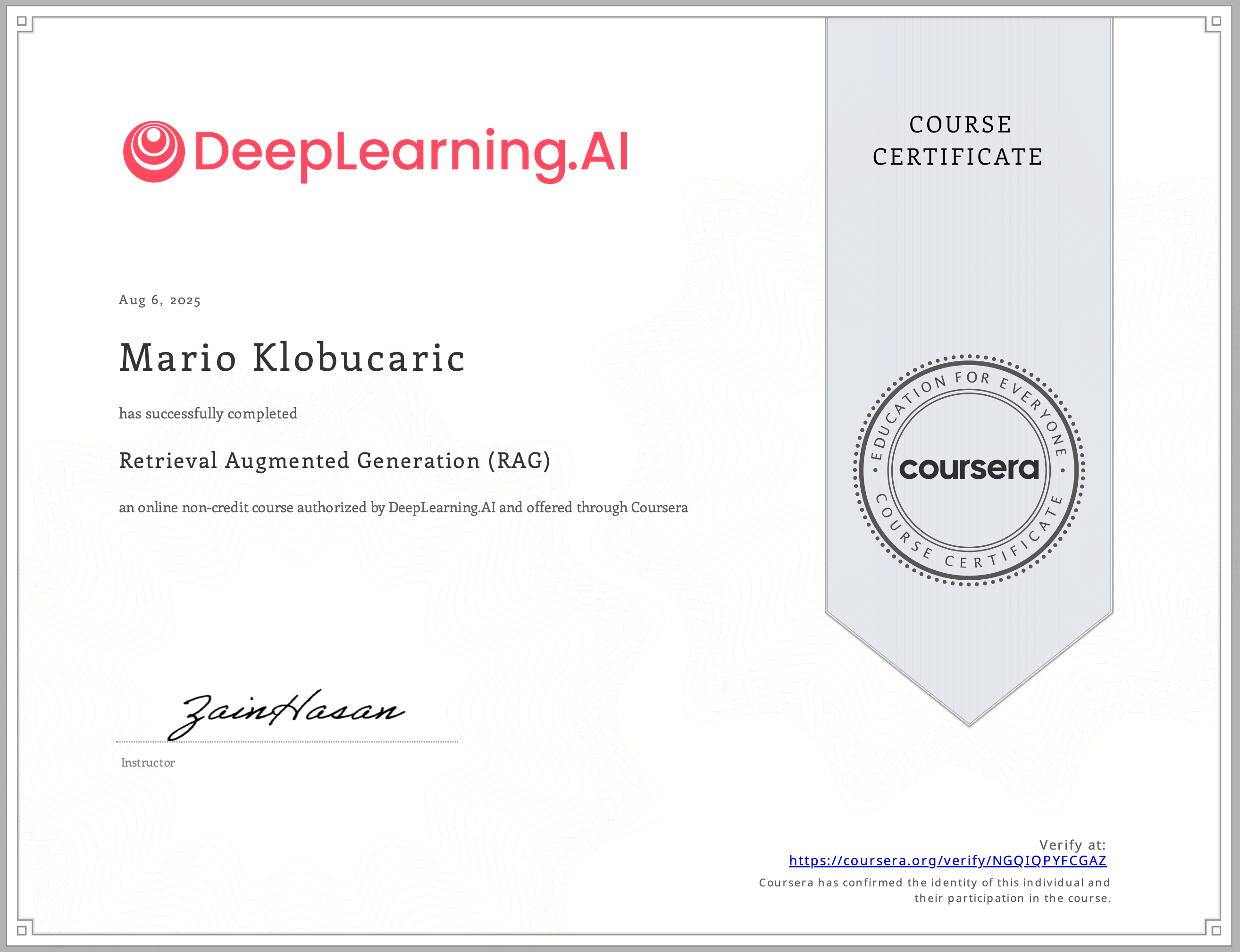 RAG Certificate